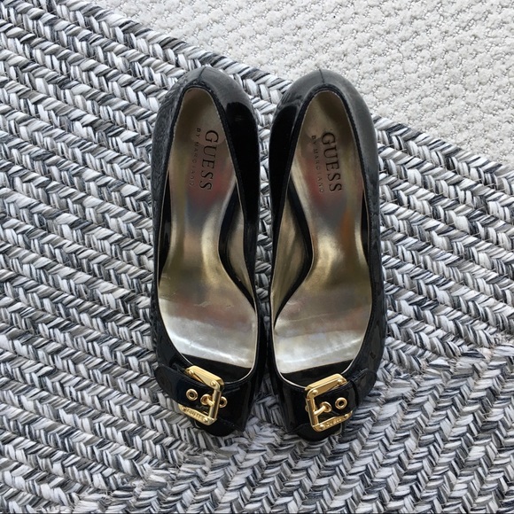 Guess - Black Patent Peep Toe Heels w/ Buckle - Picture 5 of 7